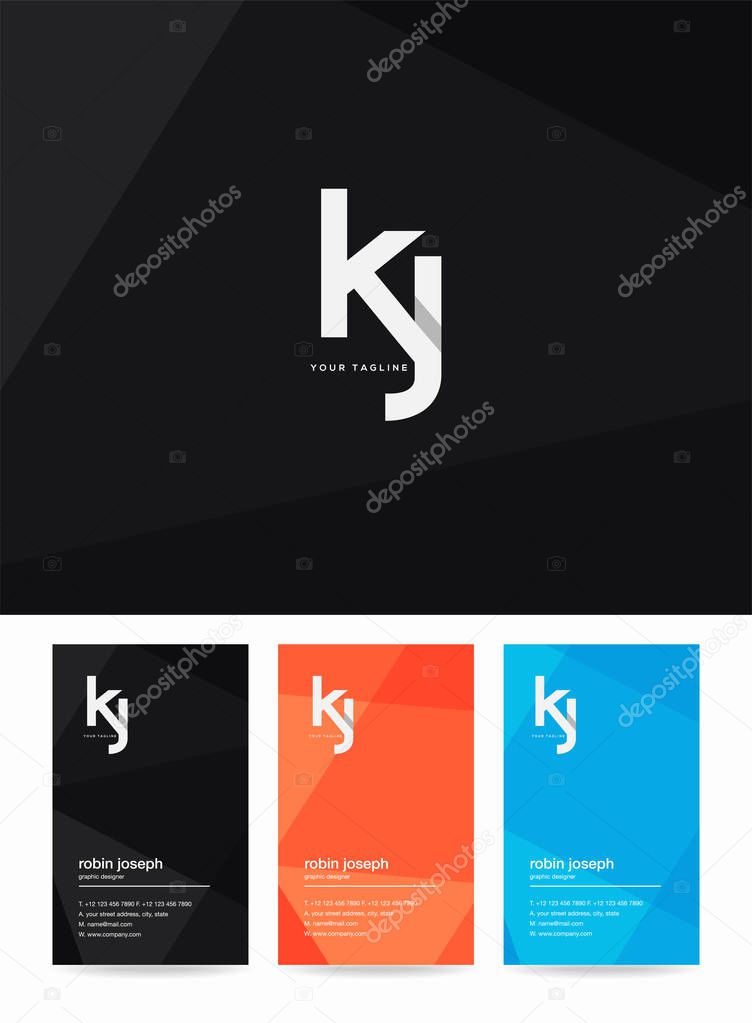 Letters logo Kj, template for business card