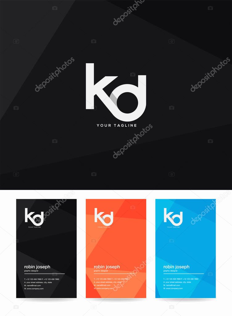Letters logo Kd, template for business card 
