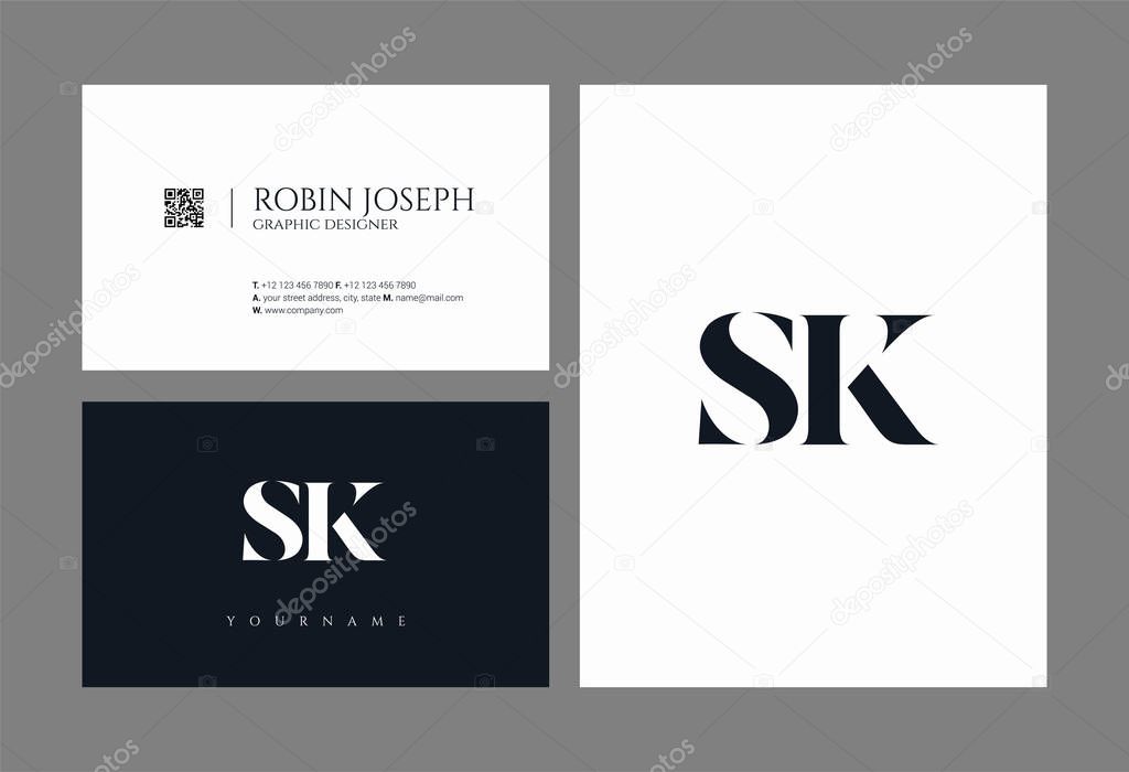 Letters logo Sk, template for business card 