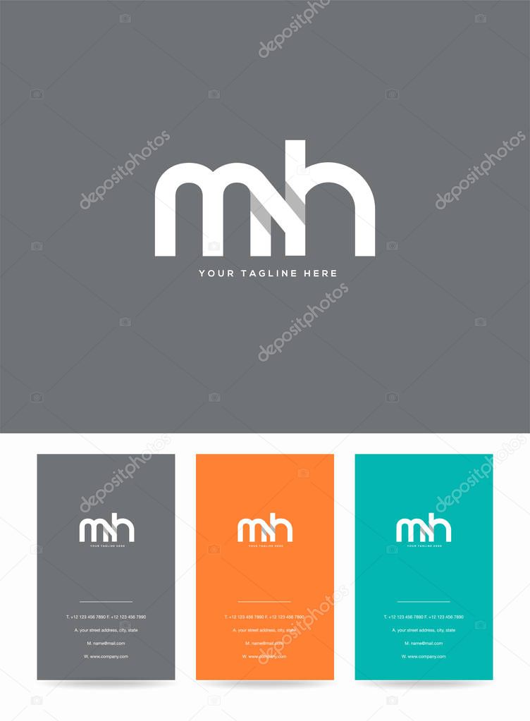 Letters logo Mh, template for business card 