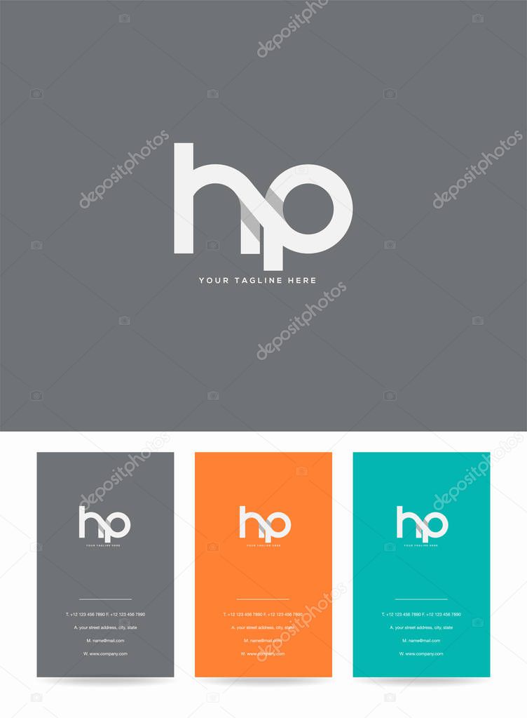 Letters logo hp, template for business card 