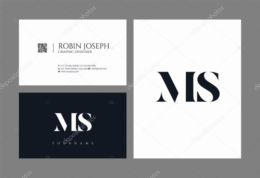 Letters logo Ms, template for business card 