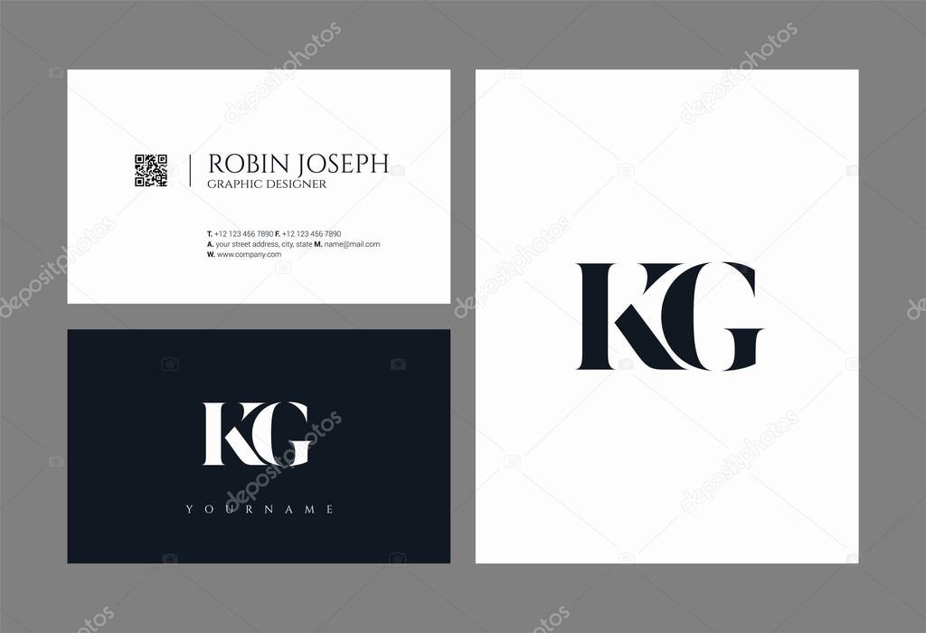 Letters logo Kg, template for business card