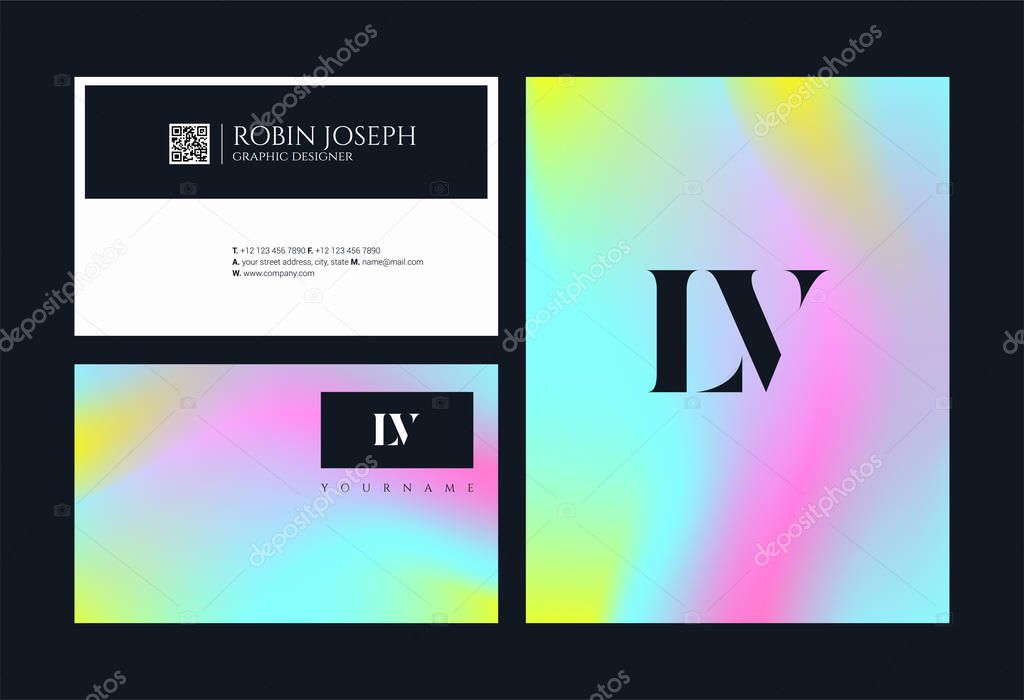Letters logo Lv, template for business card