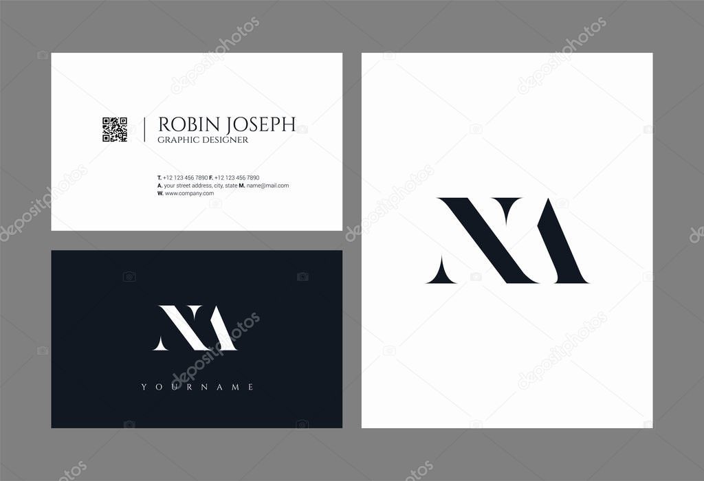Letters logo Na, template for business card 