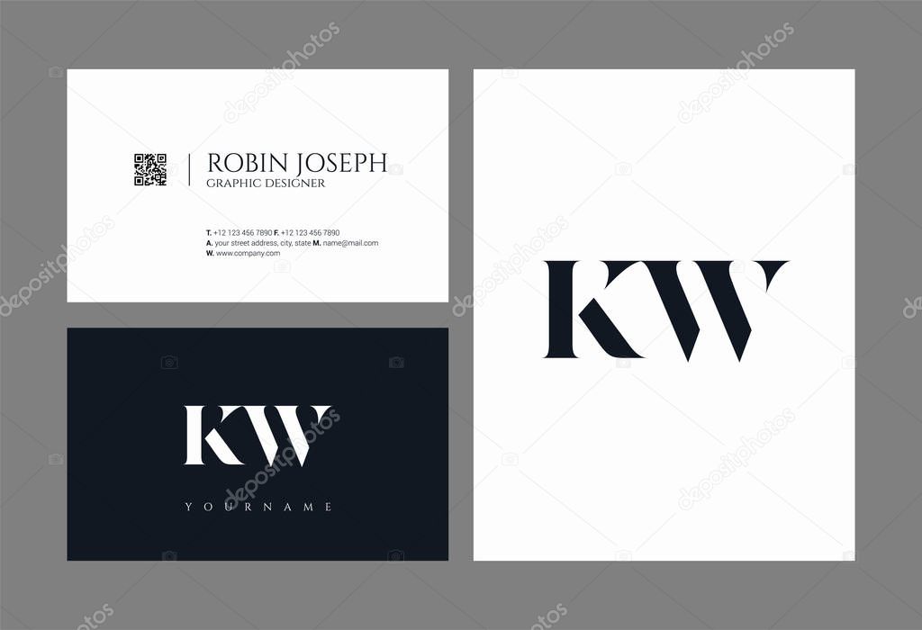 Letters logo KW, template for business card