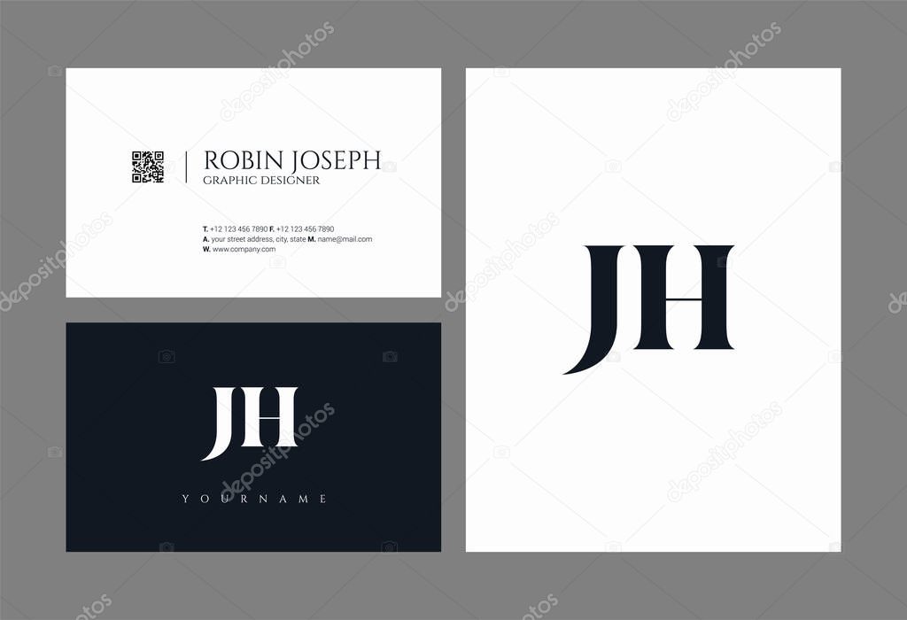 Letters logo Jh, template for business card