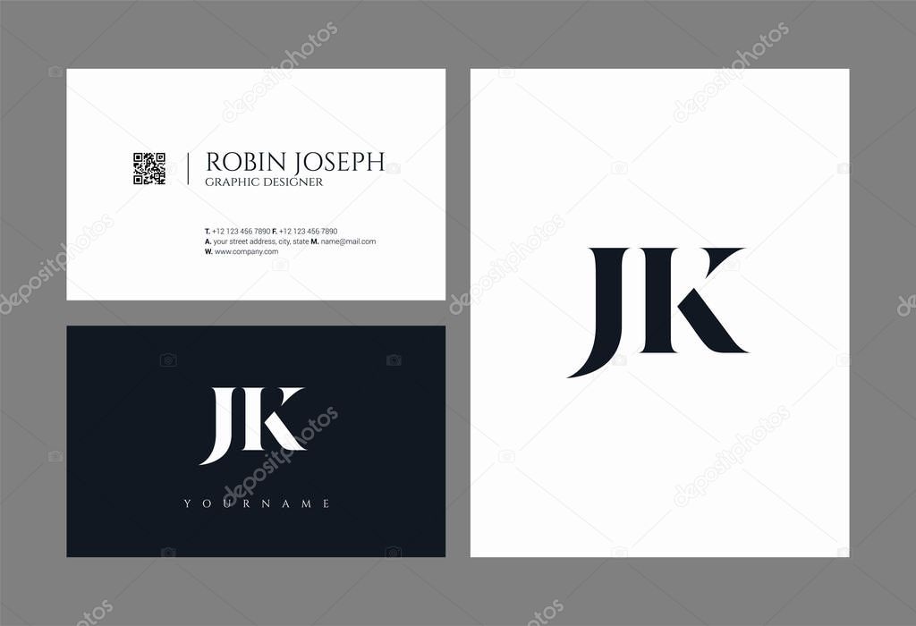 Letters logo Jk, template for business card 
