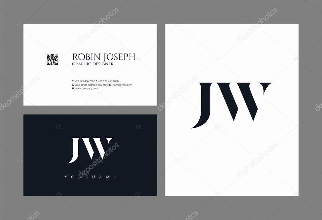 Letters logo Jw, template for business card 