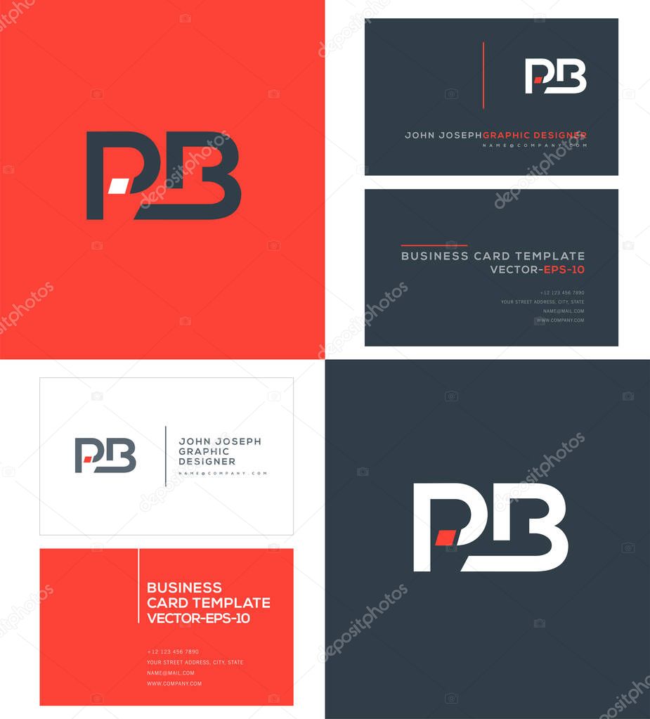 Letters logo Pb, template for business card 