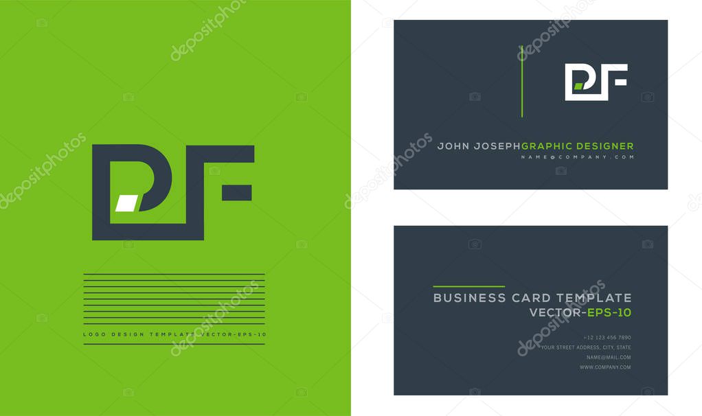 Letters logo Pf, template for business card