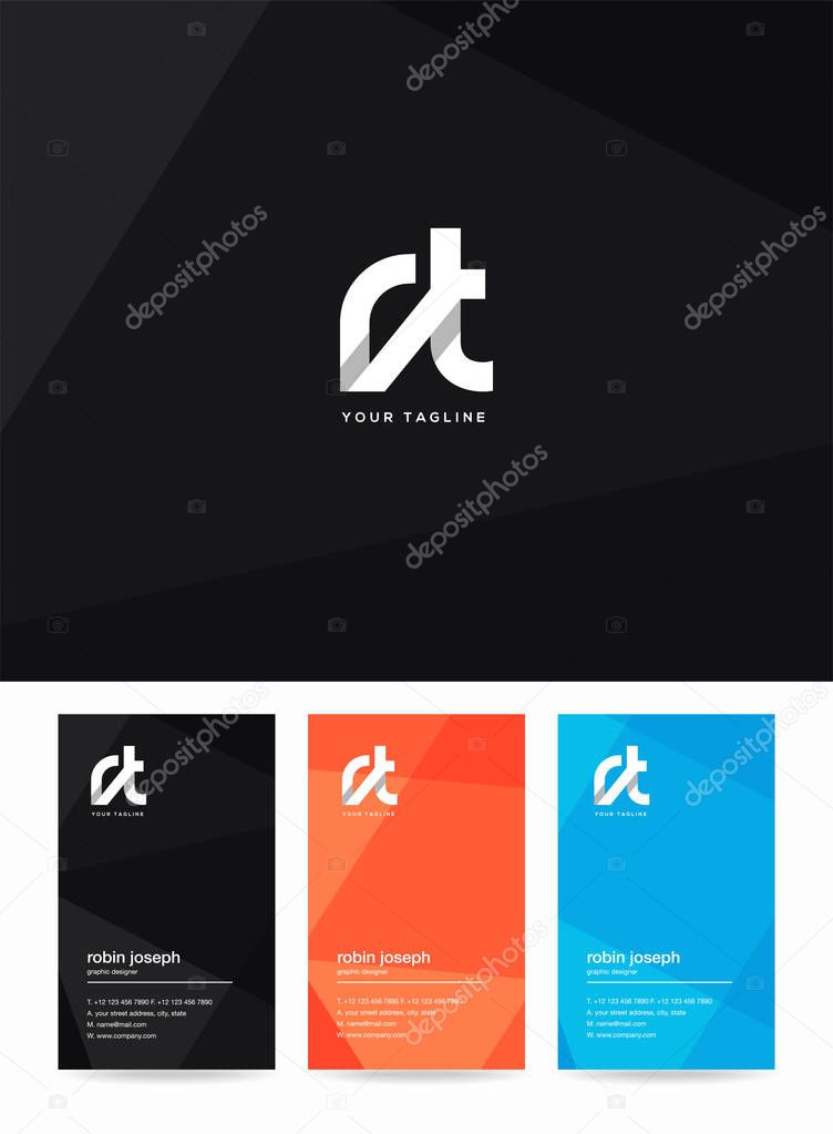 Letters logo RT, template for business card
