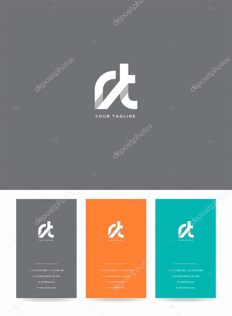 Letters logo RT, template for business card