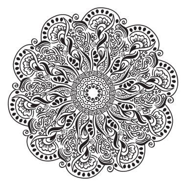 Düğün çiçek Mandala süslemeli el ilanı. Vektör oryantal tasarımı