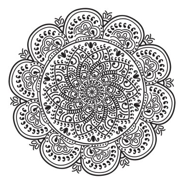 Düğün çiçek Mandala süslemeli el ilanı. Vektör oryantal tasarımı