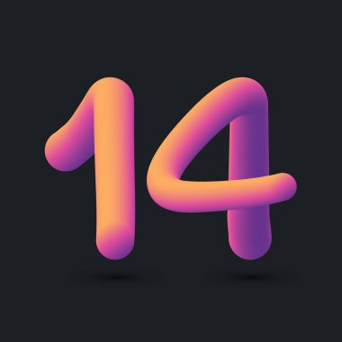 14. Yıldönümü Logo Tasarımı, 64 Numaralı Simge Vektör Şablonu