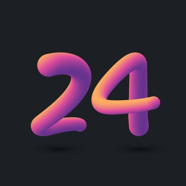 24 Yıldönümü Logo Tasarımı, 64 Numaralı Simge Vektör Şablonu