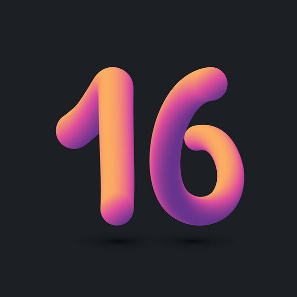 16 Anniversary Logo Design, Number 64 Icon Vector Template