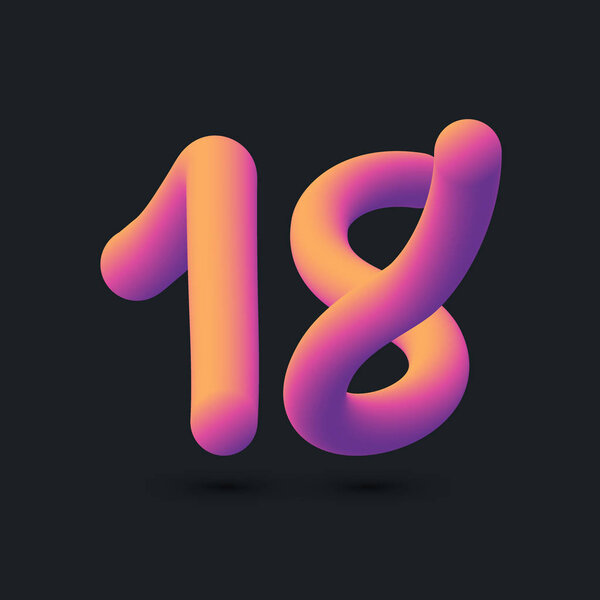 18 Anniversary Logo Design, Number 64 Icon Vector Template