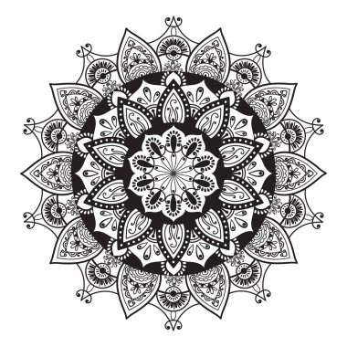 Düğün çiçek Mandala süslemeli el ilanı. Vektör oryantal tasarımı