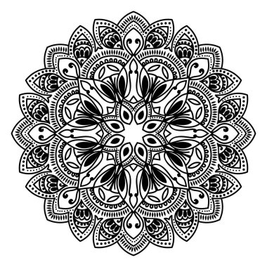 Düğün çiçek Mandala süslemeli el ilanı. Vektör oryantal tasarımı