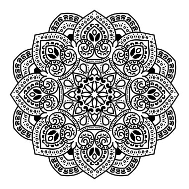 Düğün çiçek Mandala süslemeli el ilanı. Vektör oryantal tasarımı