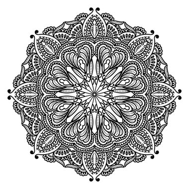 Düğün çiçek Mandala süslemeli el ilanı. Vektör oryantal tasarımı