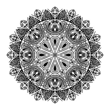 Düğün çiçek Mandala süslemeli el ilanı. Vektör oryantal tasarımı