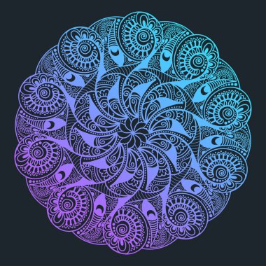 Çiçek Mandala süslemeli el ilanı. Vektör oryantal tasarımı