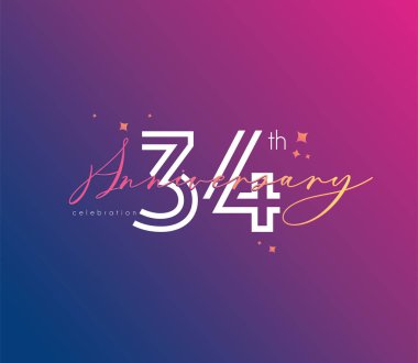 Yıldönümü logo 34 simge, geometrik kurumsal kimlik, vektör çizim