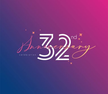 Yıldönümü logo 32 simge, geometrik kurumsal kimlik, vektör çizim