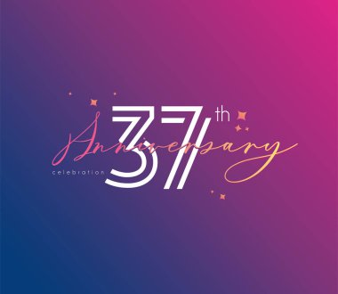 Yıldönümü logo 37 simge, geometrik kurumsal kimlik, vektör çizim