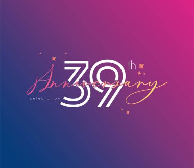 Yıldönümü logo 39 simge, geometrik kurumsal kimlik, vektör çizim