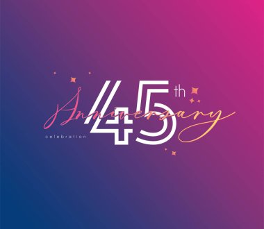 Yıldönümü logo 45 simge, geometrik kurumsal kimlik, vektör çizim