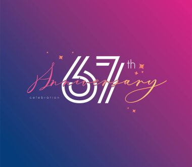Yıldönümü logo 67 simge, geometrik kurumsal kimlik, vektör çizim
