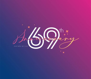 Yıldönümü logo 69 simge, geometrik kurumsal kimlik, vektör çizim