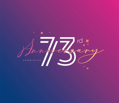 Yıldönümü logo 73 simge, geometrik kurumsal kimlik, vektör çizim