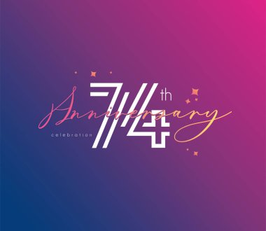 Yıldönümü logo 74 simge, geometrik kurumsal kimlik, vektör çizim