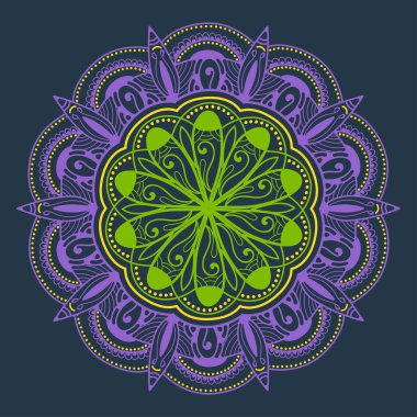 Çiçek Mandala süslemeli el ilanı. Vektör oryantal tasarımı