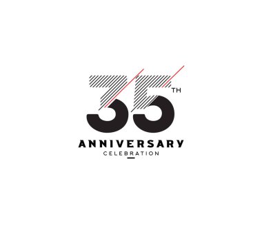 doğrusal yıllık logo 35 simgesi, geometrik kurumsal kimlik, vektör illüstrasyonu