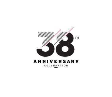 doğrusal yıllık logo 38 simgesi, geometrik kurumsal kimlik, vektör illüstrasyonu
