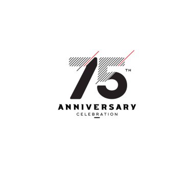 doğrusal yıllık logo 75 simgesi, geometrik kurumsal kimlik, vektör illüstrasyonu