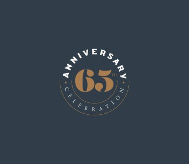 Yıldönümü yuvarlak logosu 65 simgesi, geometrik kurumsal kimlik, vektör illüstrasyonu
