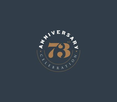Yıldönümü yuvarlak logosu 73 simgesi, geometrik kurumsal kimlik, vektör illüstrasyonu