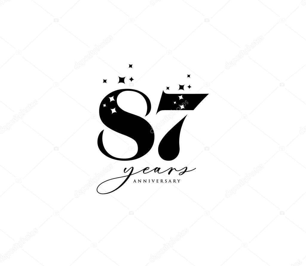 Star digit logo 87 icon, geometrical corporate identity, vector illustration