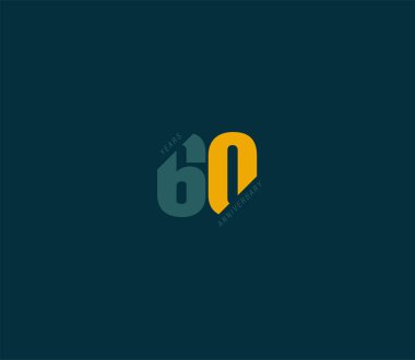 kesme logosu 60, geometrik kurumsal kimlik, vektör illüstrasyonu