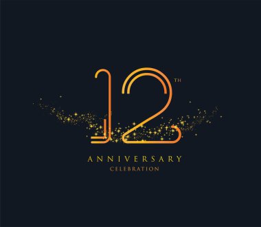 Yıldönümü simgesi logosu 12, geometrik kurumsal kimlik, vektör illüstrasyonu