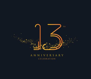 Yıldönümü simgesi logosu 13, geometrik kurumsal kimlik, vektör illüstrasyonu