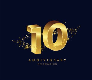 Yıldönümü 3d logo 10 simgesi, geometrik kurumsal kimlik, vektör illüstrasyonu