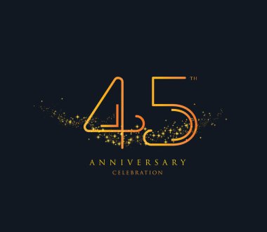 Yıldönümü simgesi logosu 45 simge, geometrik kurumsal kimlik, vektör illüstrasyonu